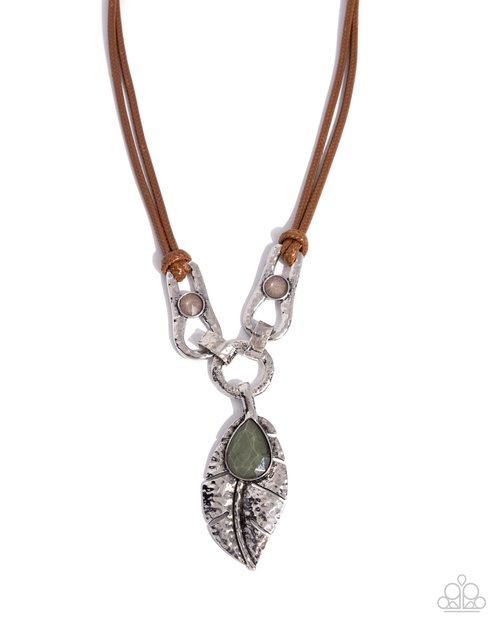 Fierce Feather - Green - Paparazzi Necklace Image