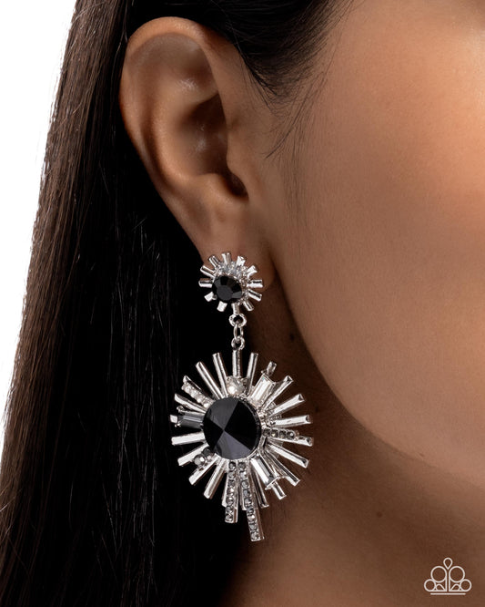Sunburst Serenade - Black - Paparazzi Earring Image