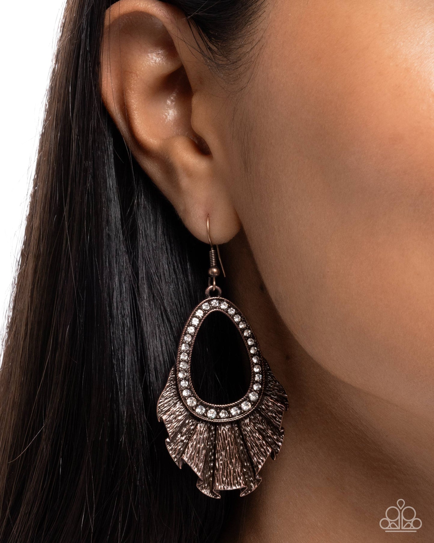 Crimped Coworker - Copper - Paparazzi Earring Image