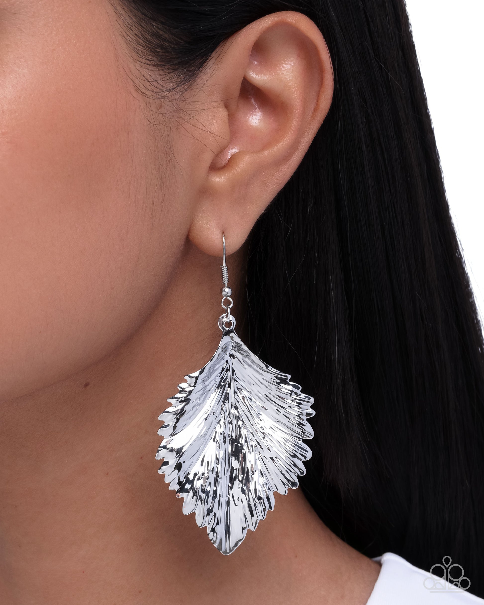 Feathered Flair - Silver - Paparazzi Earring Image