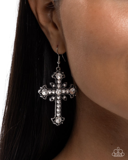 Heavenly Hosts - White - Paparazzi Earring Image