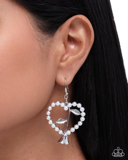 Feminine Fame - White - Paparazzi Earring Image