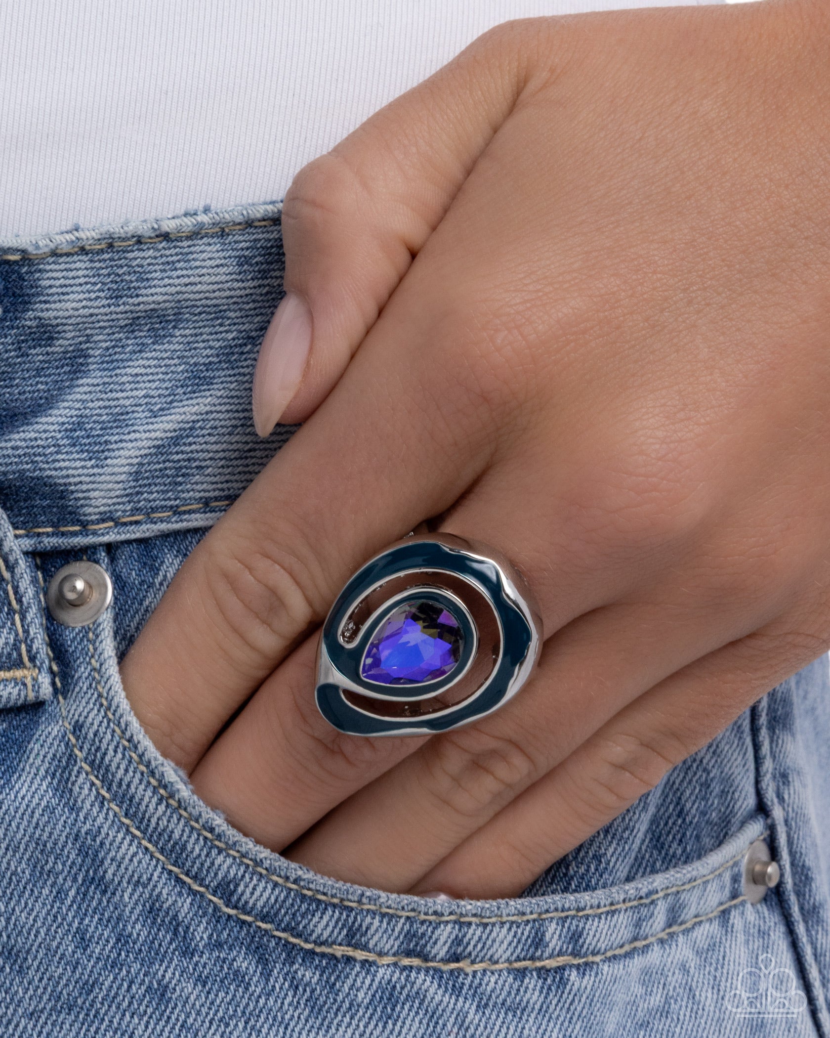 Theoretical Teardrop - Blue - Paparazzi Ring Image
