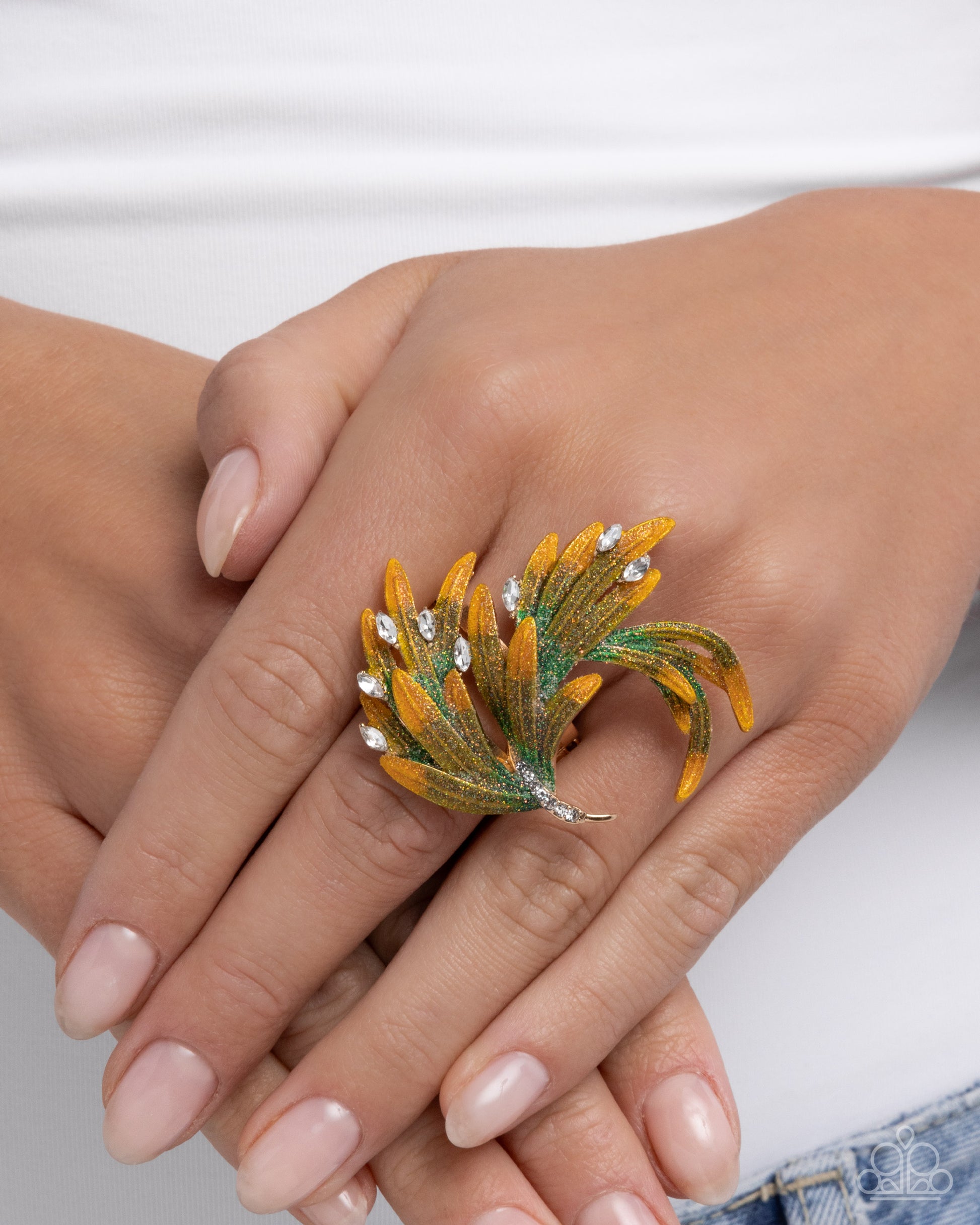 Fantastical Feather - Yellow - Paparazzi Ring Image