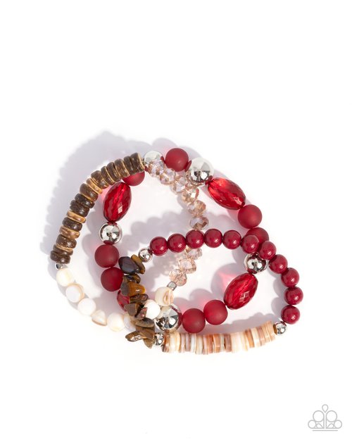 Seasonal Stretch - Red - Paparazzi Bracelet Image