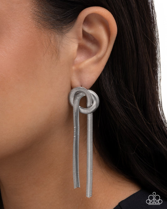 Twisted Tale - Silver - Paparazzi Earring Image