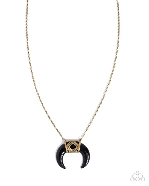 Horn Haute - Brass - Paparazzi Necklace Image