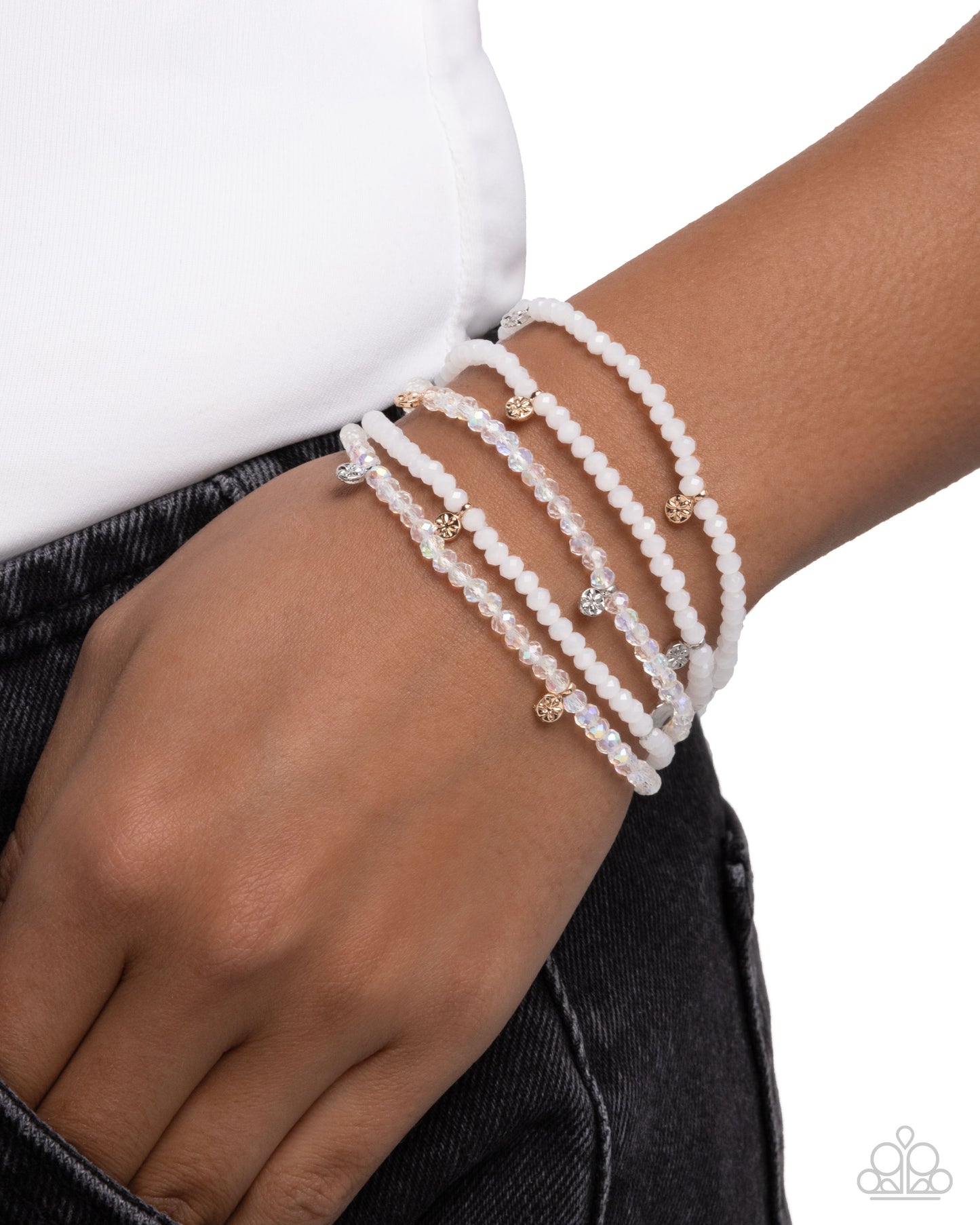 Scattered Sparkle - White - Paparazzi Bracelet Image