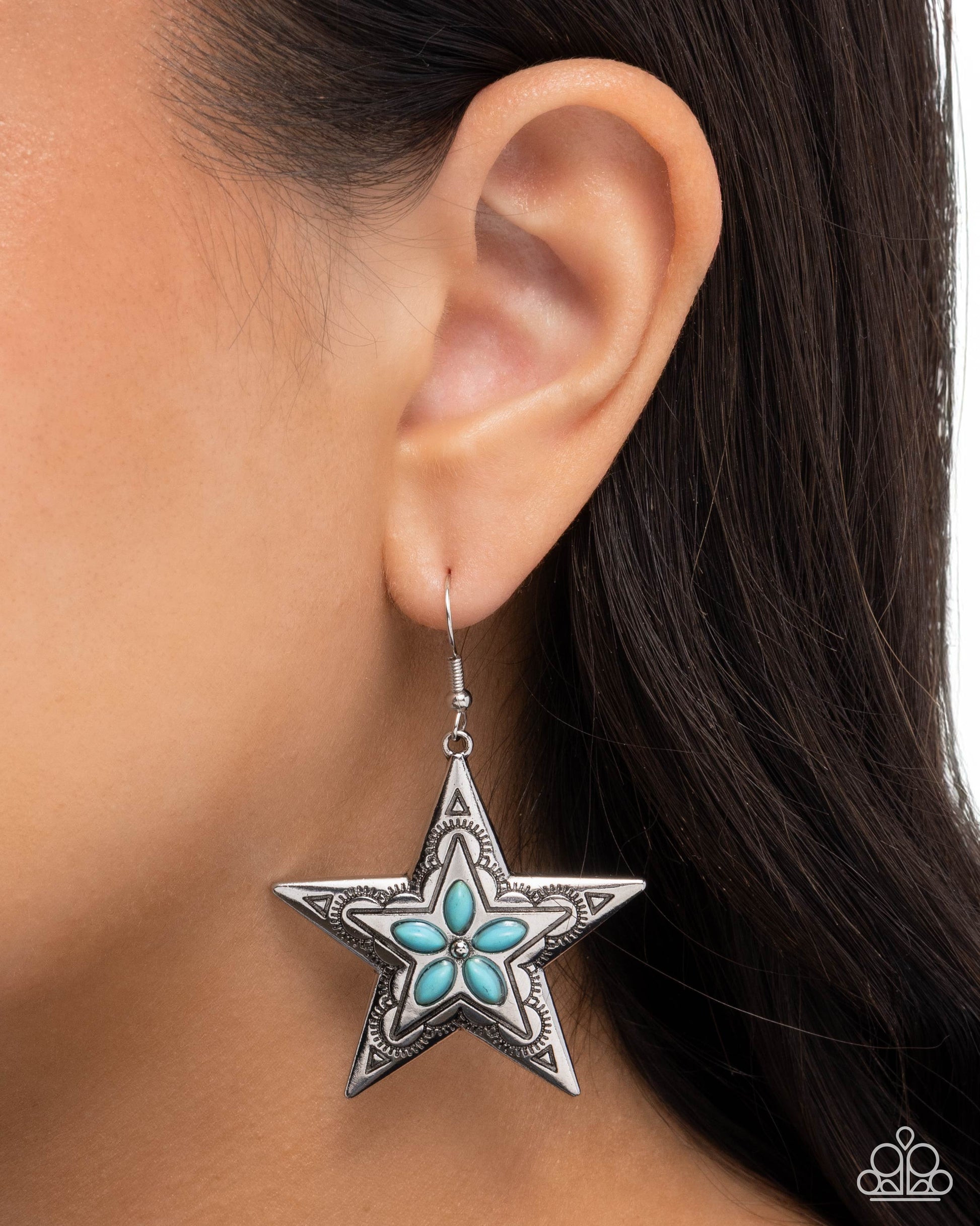 Sheriff Santa Fe - Blue - Paparazzi Earring Image