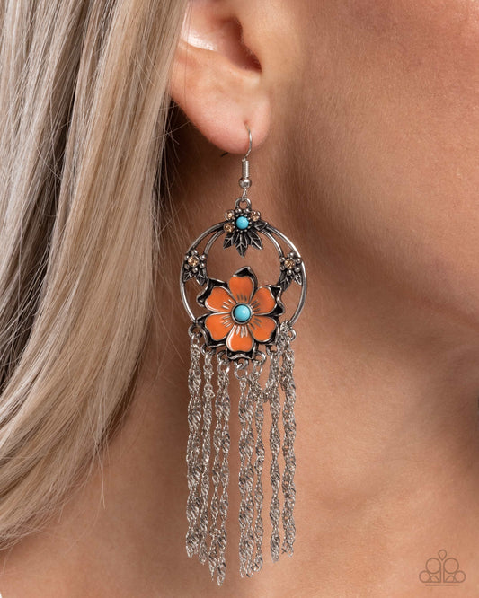 Festive Fringe - Orange - Paparazzi Earring Image