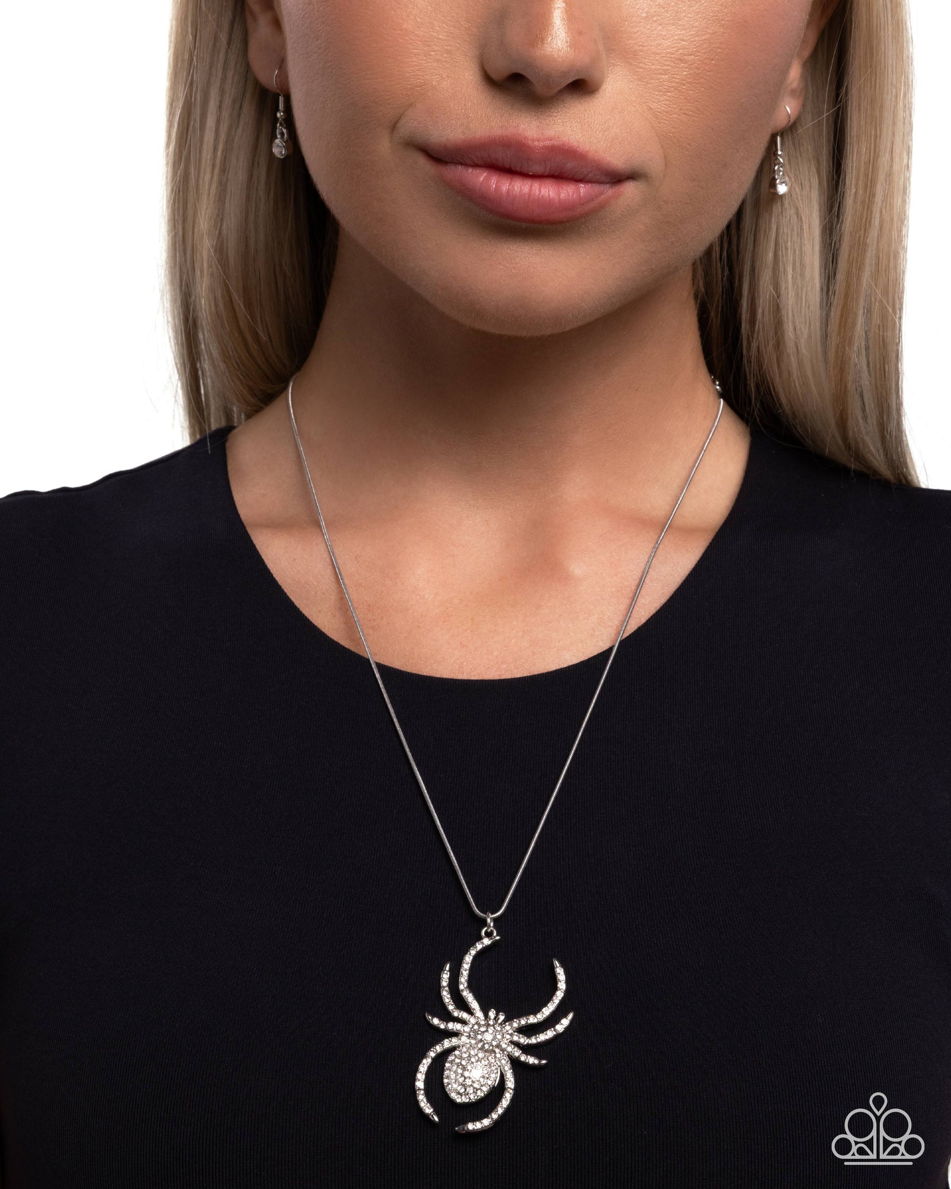 Spider Story - White - Paparazzi Necklace Image