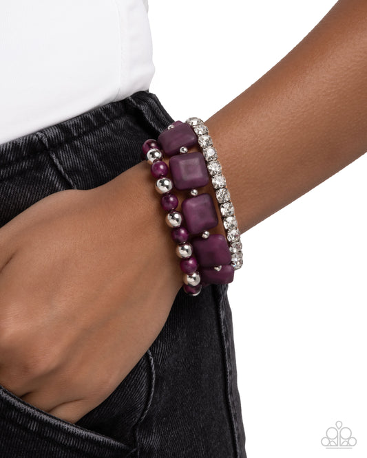 Socialite Squares - Purple - Paparazzi Bracelet Image