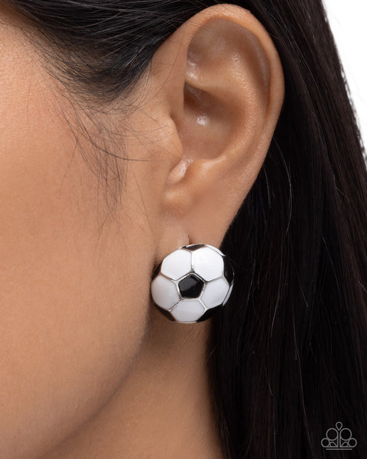Soccer Symmetry - Black - Paparazzi Earring Image
