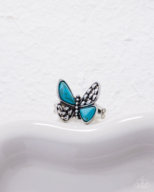 Blinding Butterfly - Blue - Paparazzi Ring Image