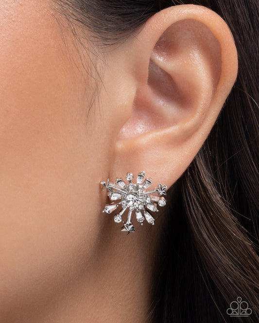 Firework Flair - White - Paparazzi Earring Image