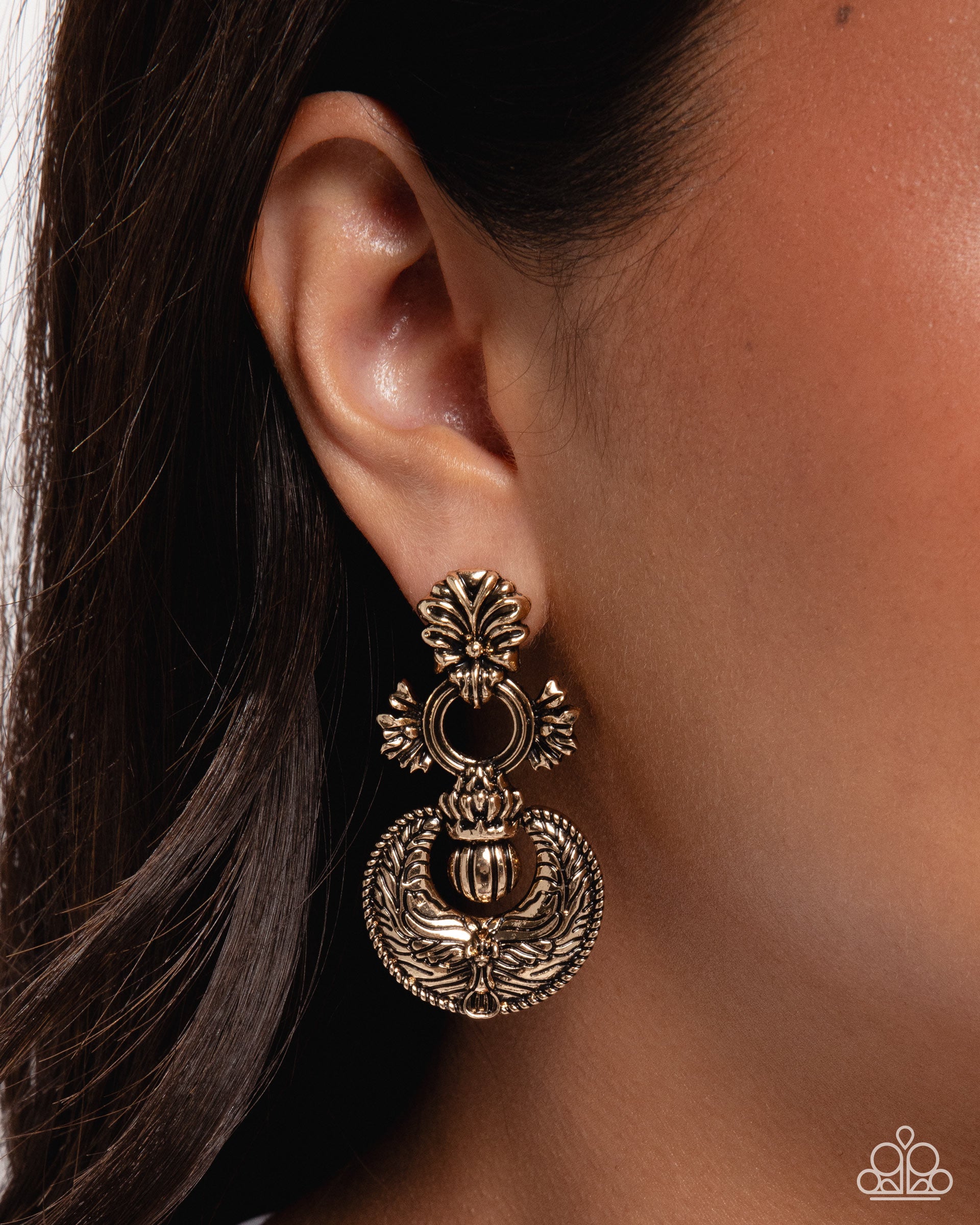 Officially Ornate - Gold - Paparazzi Earring Image
