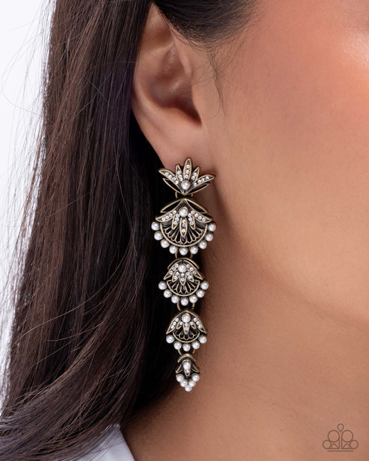 Ornate Optimism - Brass - Paparazzi Earring Image