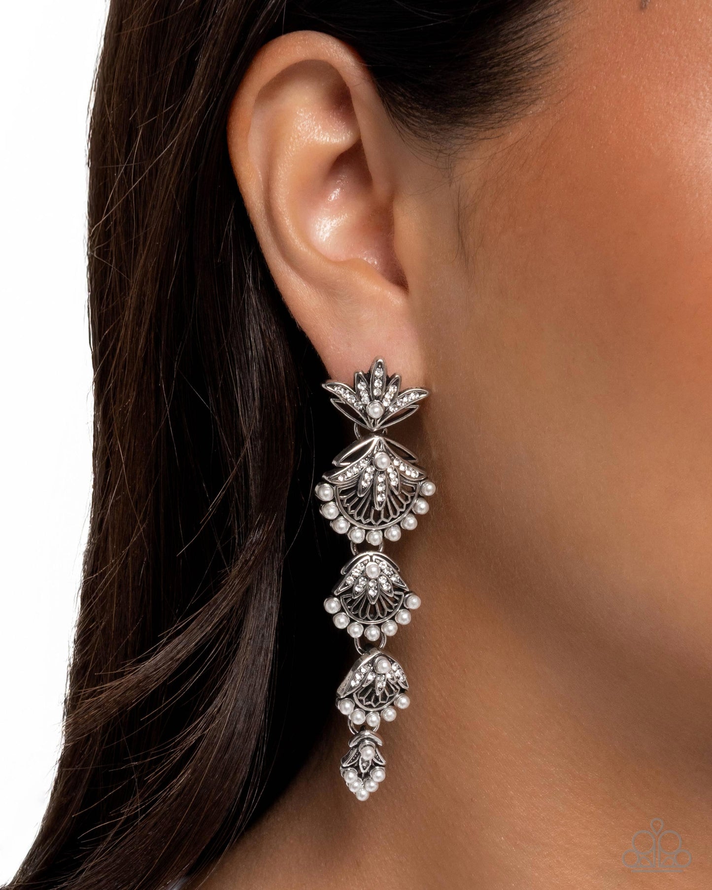 Ornate Optimism - White - Paparazzi Earring Image