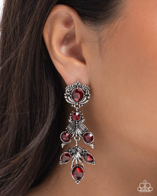 Ornate Obligato - Red - Paparazzi Earring Image