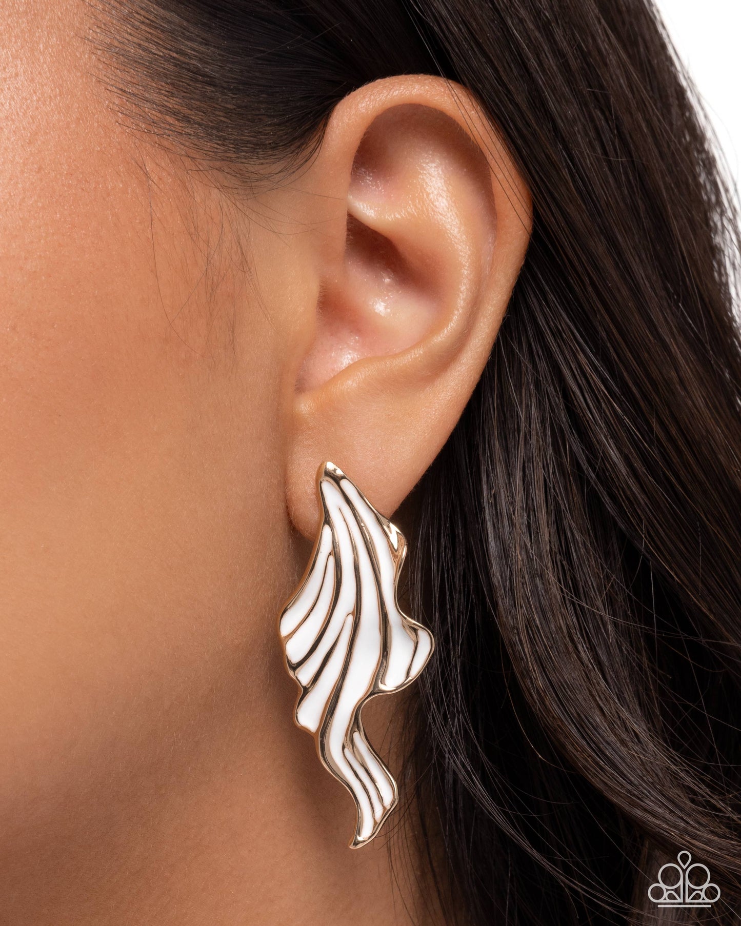 Fluid Fashion - White - Paparazzi Earring Image