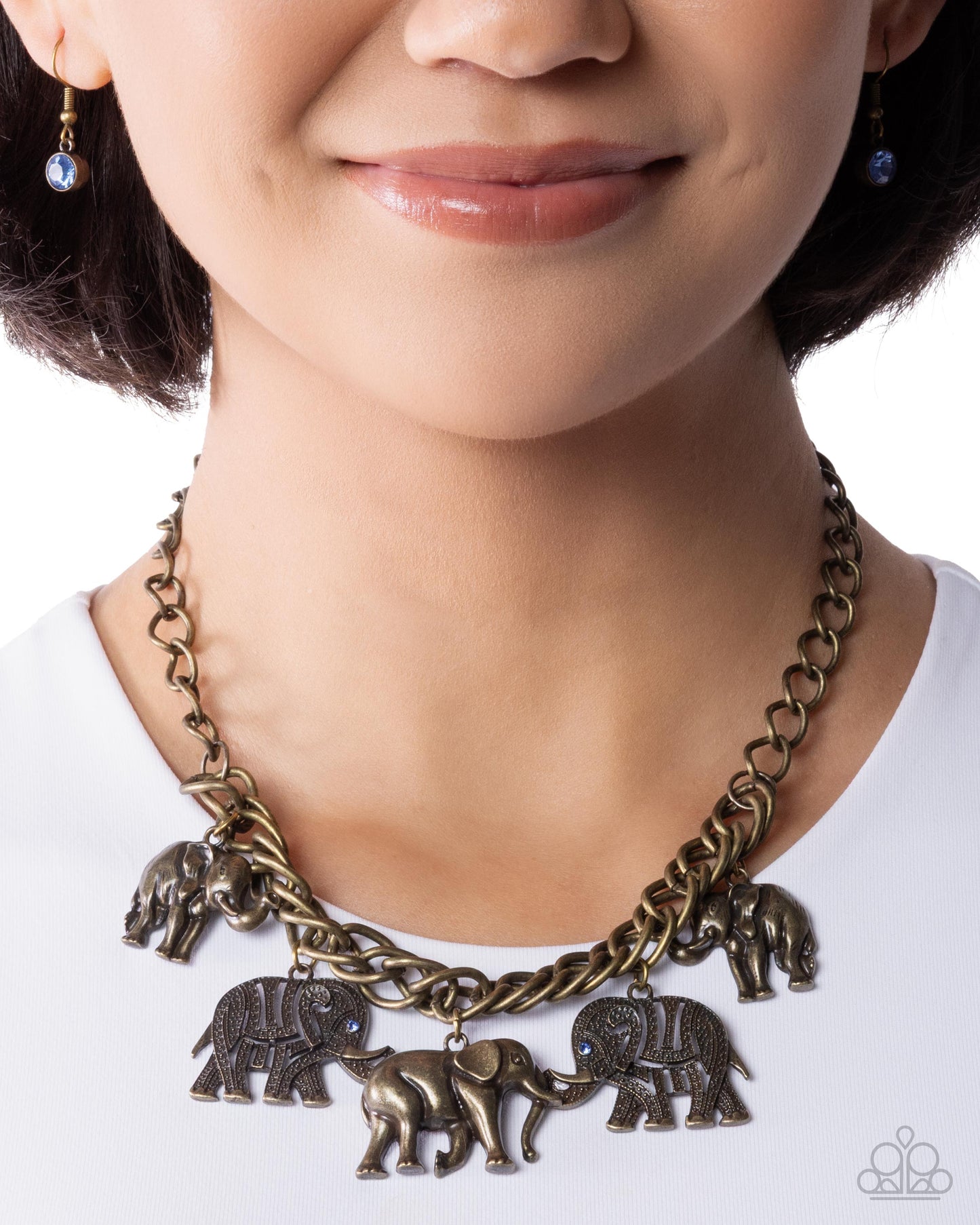 Elephant Herd - Brass - Paparazzi Necklace Image