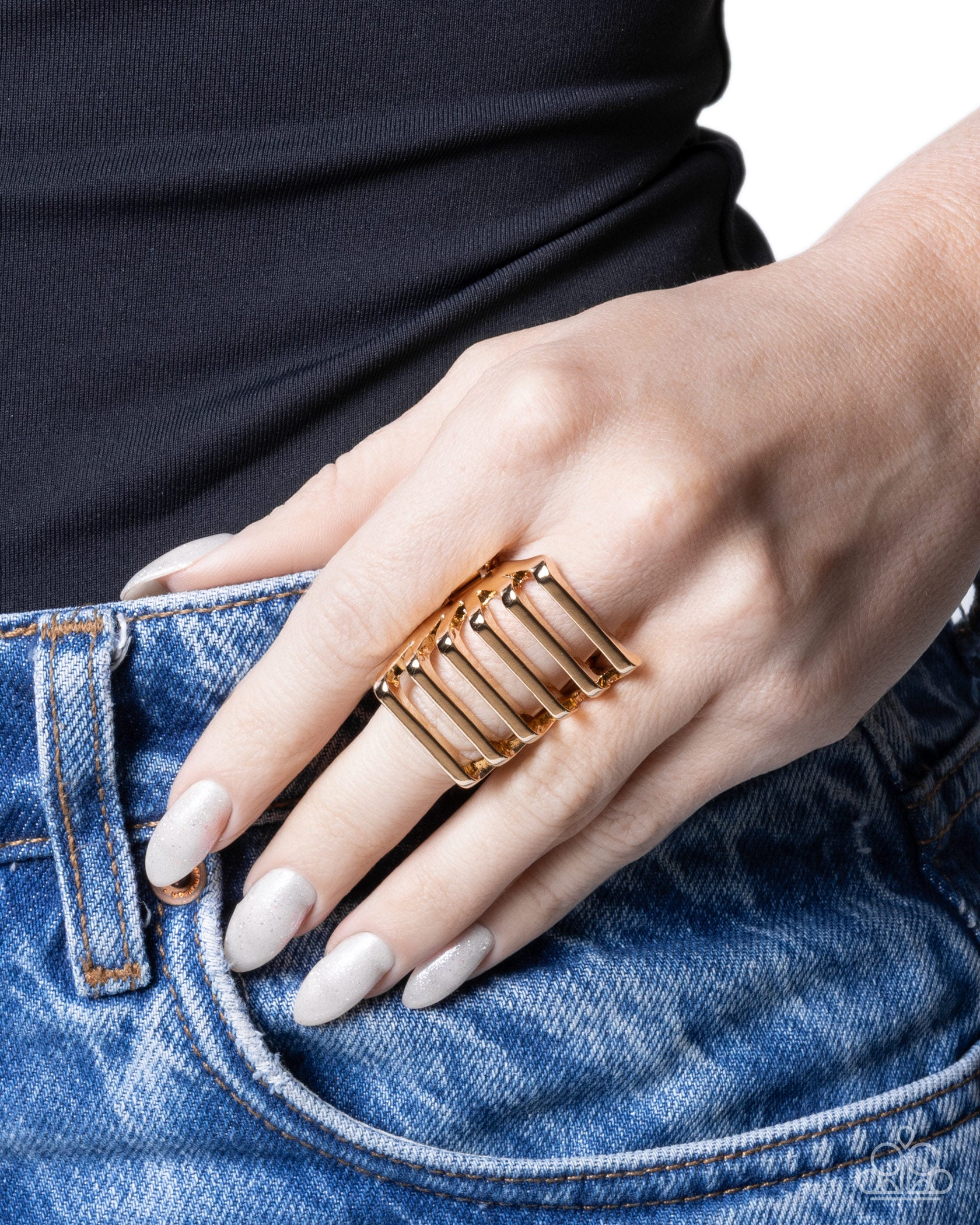 Trailblazing Tiers - Gold - Paparazzi Ring Image