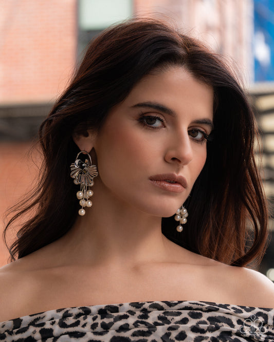 Flared Fringe - Black - Paparazzi Earring Image