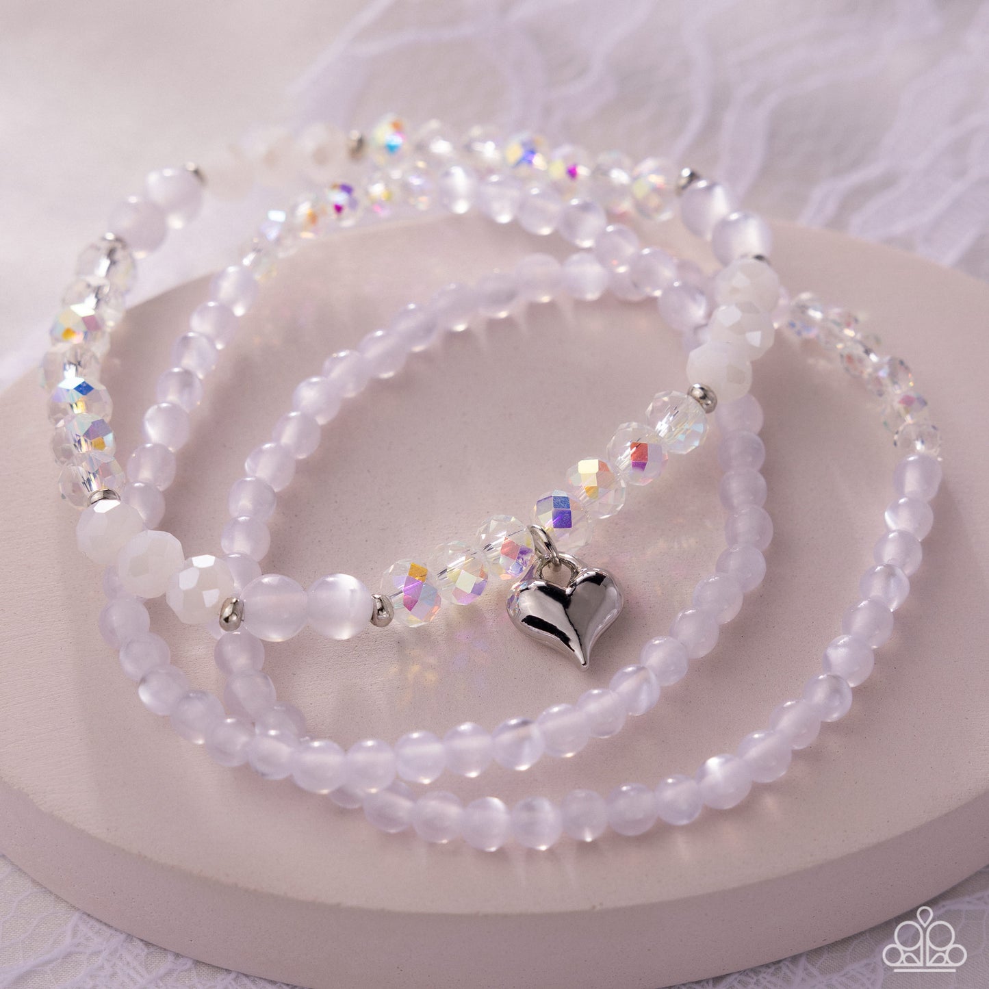 Flirtatious Facets - White - Paparazzi Bracelet Image