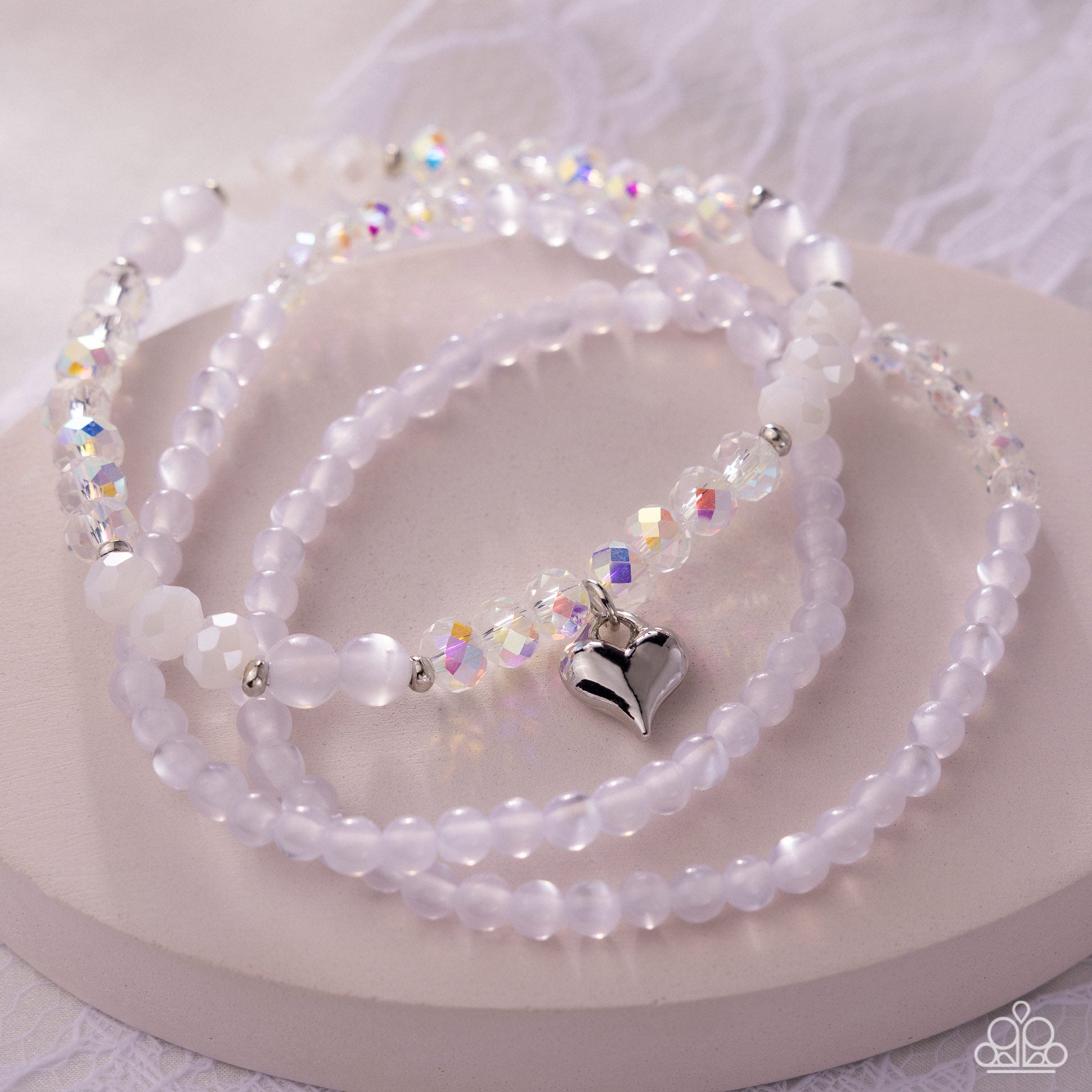 Flirtatious Facets - White - Paparazzi Bracelet Image