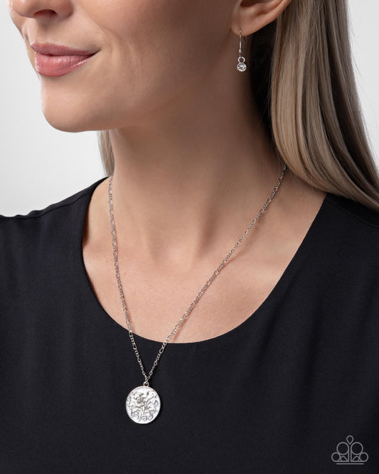 Flourishing Frame - White - Paparazzi Necklace Image
