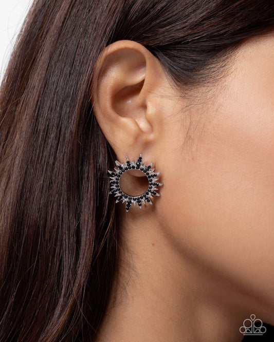 Stellar Stealth - Black - Paparazzi Earring Image