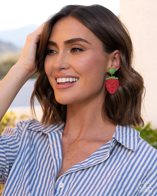 Strawberry Silhouette - Paparazzi Earring Image