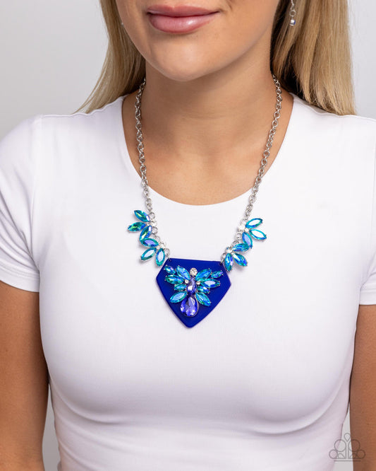 Paparazzi Necklace PREORDER ~ Scintillating Shield  - Blue