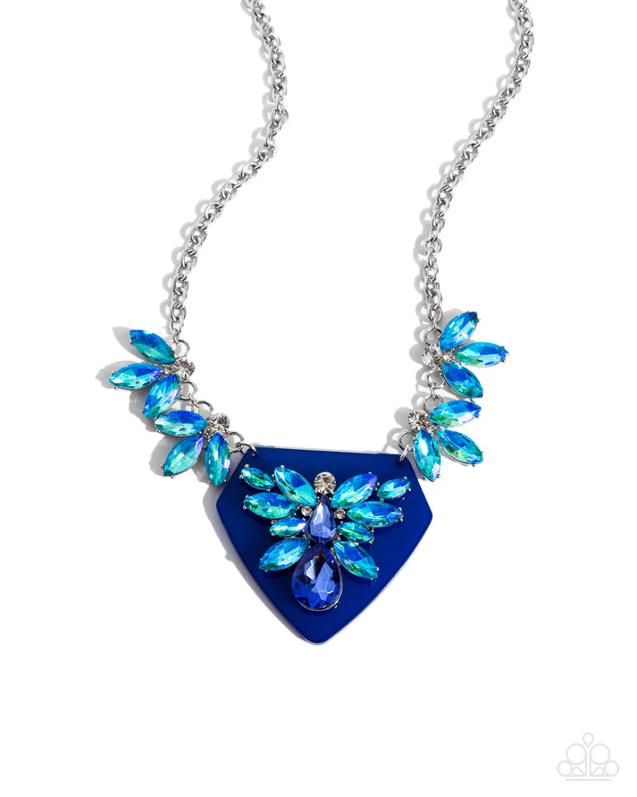 Paparazzi Necklace PREORDER ~ Scintillating Shield  - Blue