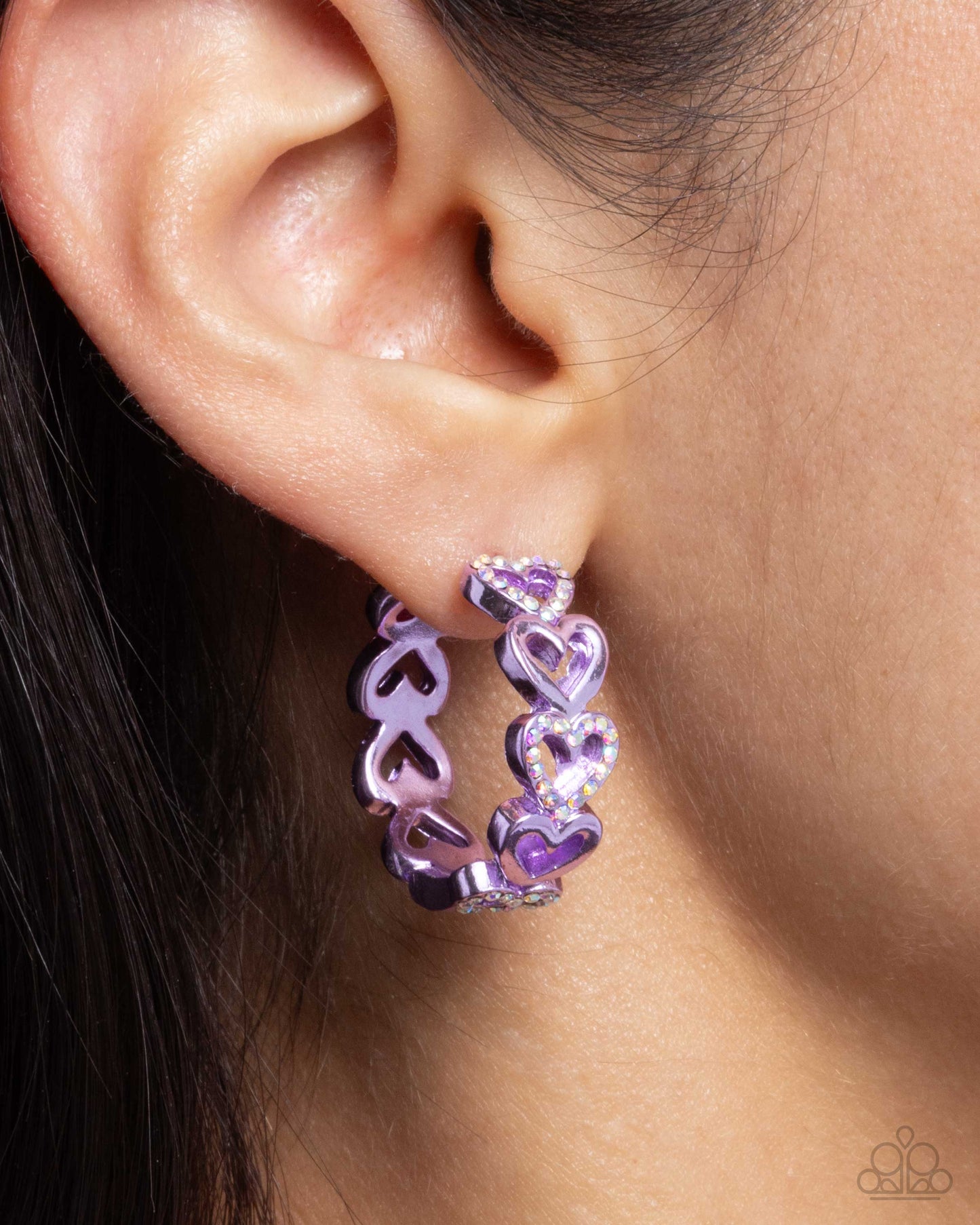 Paparazzi Earring ~ Historic Hearts - Purple