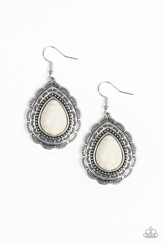 Mountain Mover - White - Paparazzi Earring Image