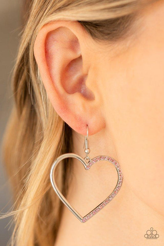 Paparazzi Earring ~ First Date Dazzle - Pink