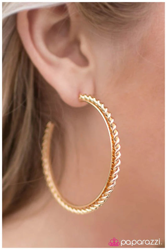 Paparazzi Earring ~ A Little HOOPY - Gold