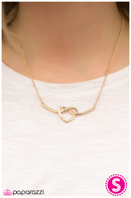 Paparazzi Necklace ~ Open Your Heart - Gold