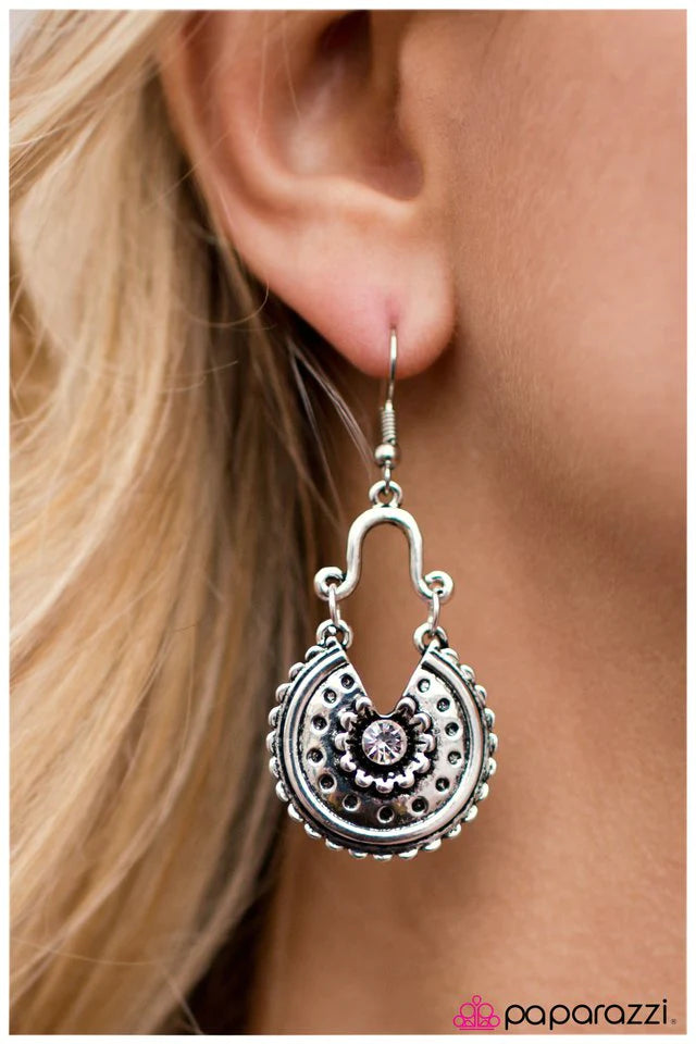 Paparazzi Earring ~ Stop, Look, and GLISTEN - Silver