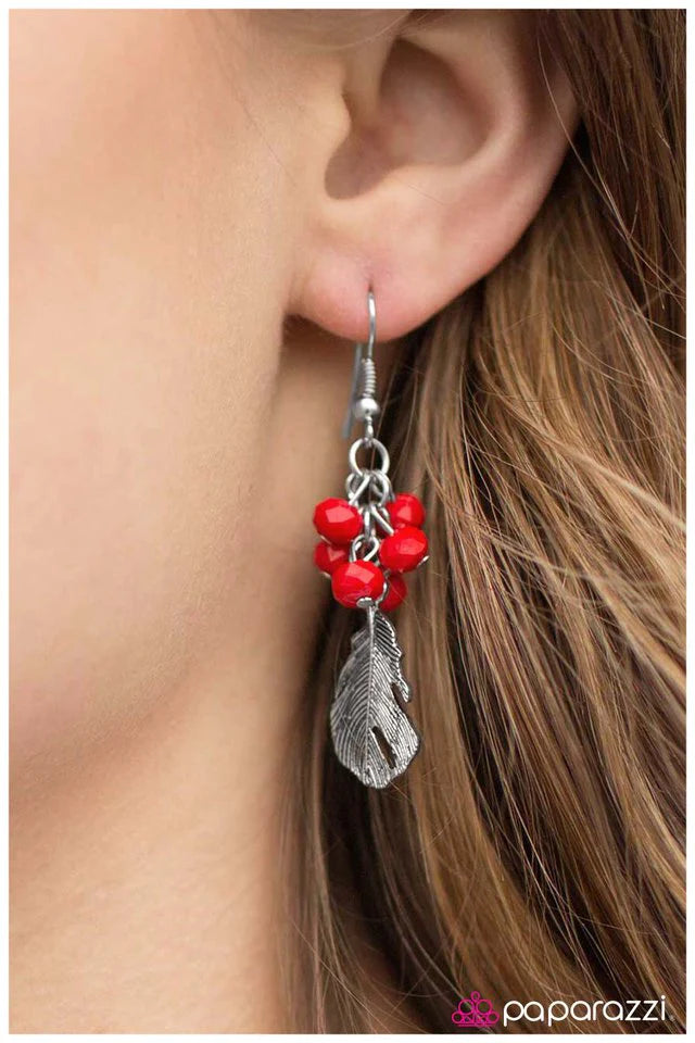 Paparazzi Earring ~ Up, Up and Away - Red