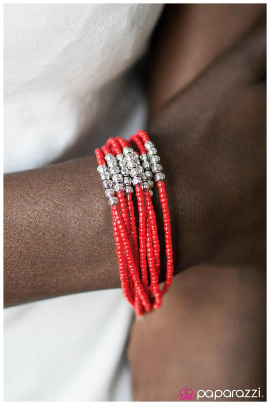 Paparazzi Bracelet ~ Just BEAD It! - Red