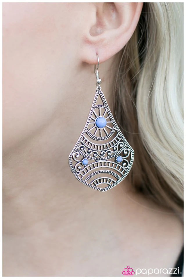 Paparazzi Earring ~ Corolla Sunrise - Blue