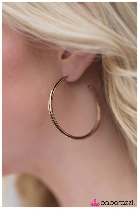 Paparazzi Earring ~ Hip, Hip, HOOP-RAY! - Copper