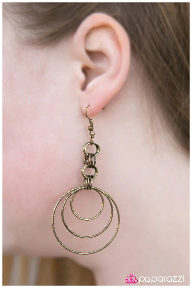 Paparazzi Earring ~ Solar Eclipse - Brass