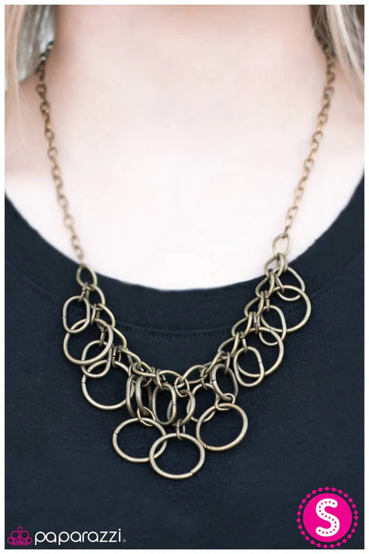 Paparazzi Necklace ~ One RING After Another - Brass