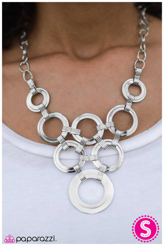 Paparazzi Necklace ~ Fiercely Fastened - Silver