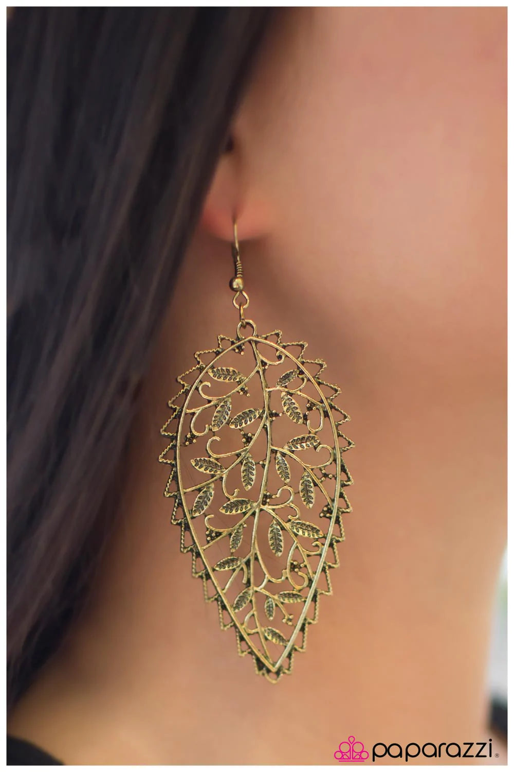 Paparazzi Earring ~ Beyond BeLEAF  - Brass