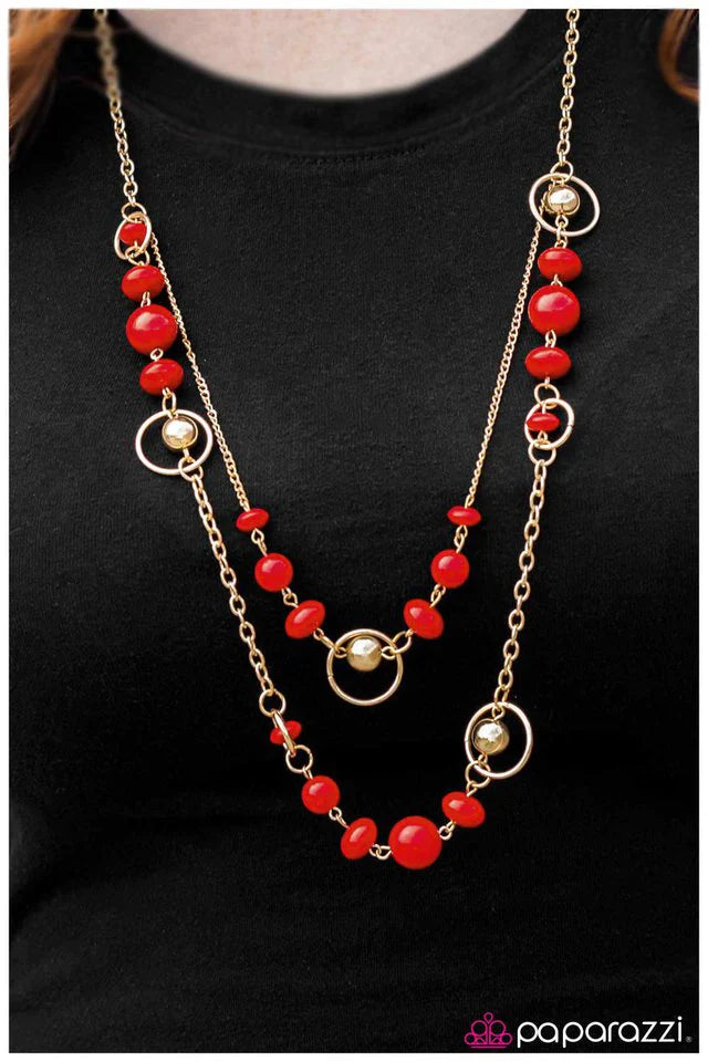 Paparazzi Necklace ~ Outlier - Red