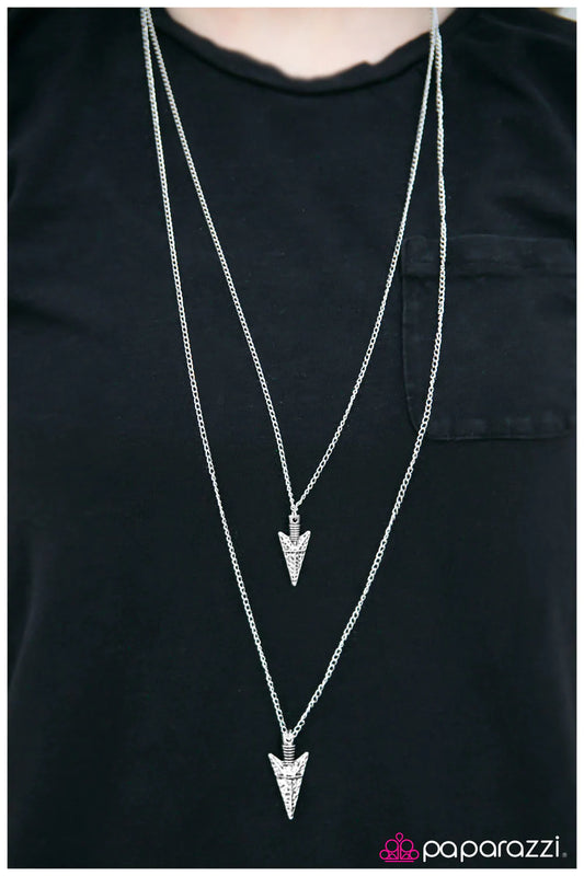 Paparazzi Necklace ~ With Style To SPEAR - Silver